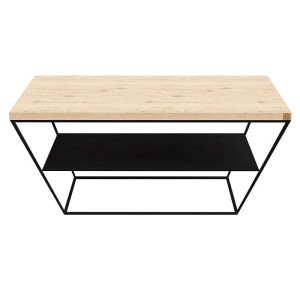 Couchtisch SAGE III Maß Massivholz Gestell Metall schwarz