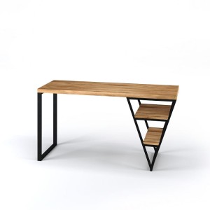 GEORGE Schreibtisch Massivholz Gestell Metall schwarz