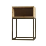 Nachttisch BOX Nachttisch Maß Massivholz Metallgestell Schwarzes