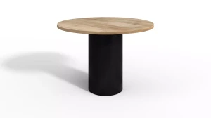 Asti runder Tisch auf einem Metallbein Massivholzplatte