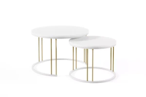 2in1 Ragi Couchtisch Glamour exklusives Wohnzimmer weiß glänzend matt
