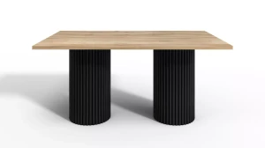 FESS moderne Form Metallbeine Tischplatte aus massivem Holz
