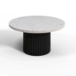 Runder Fano Couchtisch auf einer Metallbein-konkreten Countertop-Architektur