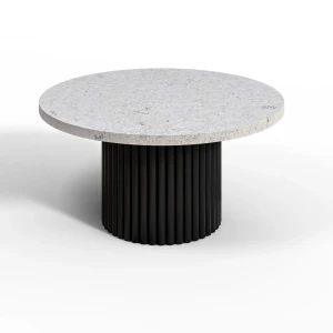 Runder Fano Couchtisch auf einer Metallbein-konkreten Countertop-Architektur