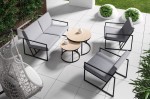Sonnen-Garten-Möbel-Satz 1 - 2-Sitzer-Sofa 2 Sitze Couchtisch 2in1 Metallgrau-Schwarzes