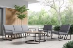 Sonnen-Garten-Möbel-Satz 2 - 2x Sofa 3 Sitzer Couchtisch2in1 für Metallterrasse