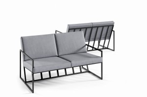 2-Sitzer-Sonnen-Sofa für Terrasse-graues Metall gepolsterte Garten-Möbel