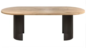 Pinky ovale Tabelle für modernes Küchen-Wohnzimmer und Esszimmer-Metallschwarze Beine