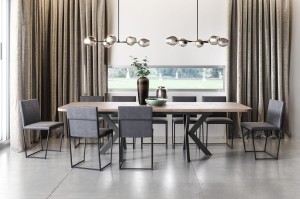Rechteckiger Tisch Malaga mit abgerundeten Ecken, Größe 200x100, ausziehbar auf 280 cm, Eichenfarbe