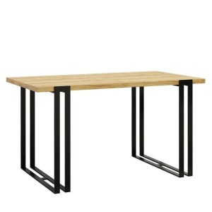 Ausziehbarer Tisch 120x80, 140x80, 160x90 auf schwarzen Metallbeinen mit einer Platte aus Craft-Eiche, Craft-Gold, Artisan-Halifax und anderen