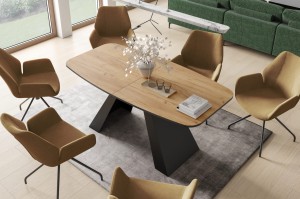 Ausziehbarer Tisch Ronnie für das Wohnzimmer/Esszimmer 160x80, 180x90 auf einem modernen Metallbein mit ovaler Platte