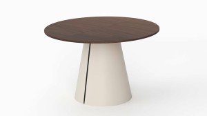 Design-Esstisch CALI rund – ausziehbar auf 176/196 cm, Ø100/120 cm, Kaschmirfuß & Eicheplatte, modern & elegant
