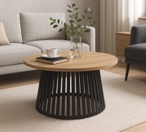 Runder Couchtisch für das Wohnzimmer Norway fi 58, 75, 90 cm in den Farben: Gold Craft Oak, Lancelot, Cashmere und weitere (1)