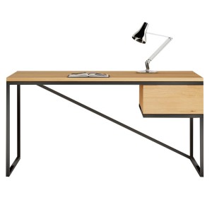 Schreibtisch ANTOINE II Massivholz Gestell Metall schwarz